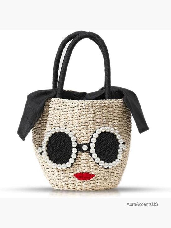 Handbags - Handwoven Straw Tote Bag, Bohemian Beach Bag, Summer Basket Purse